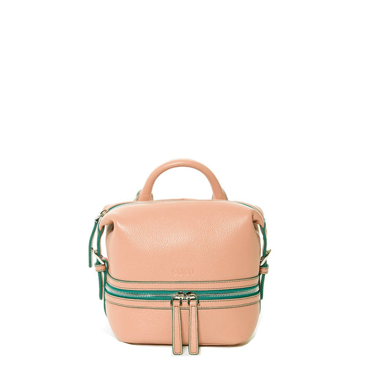 Women's Sand Tone Pink Leather Convertible Backpack - SUSU Ashley Medium Purse - Diazza