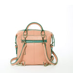 Women's Sand Tone Pink Leather Convertible Backpack - SUSU Ashley Medium Purse - Diazza