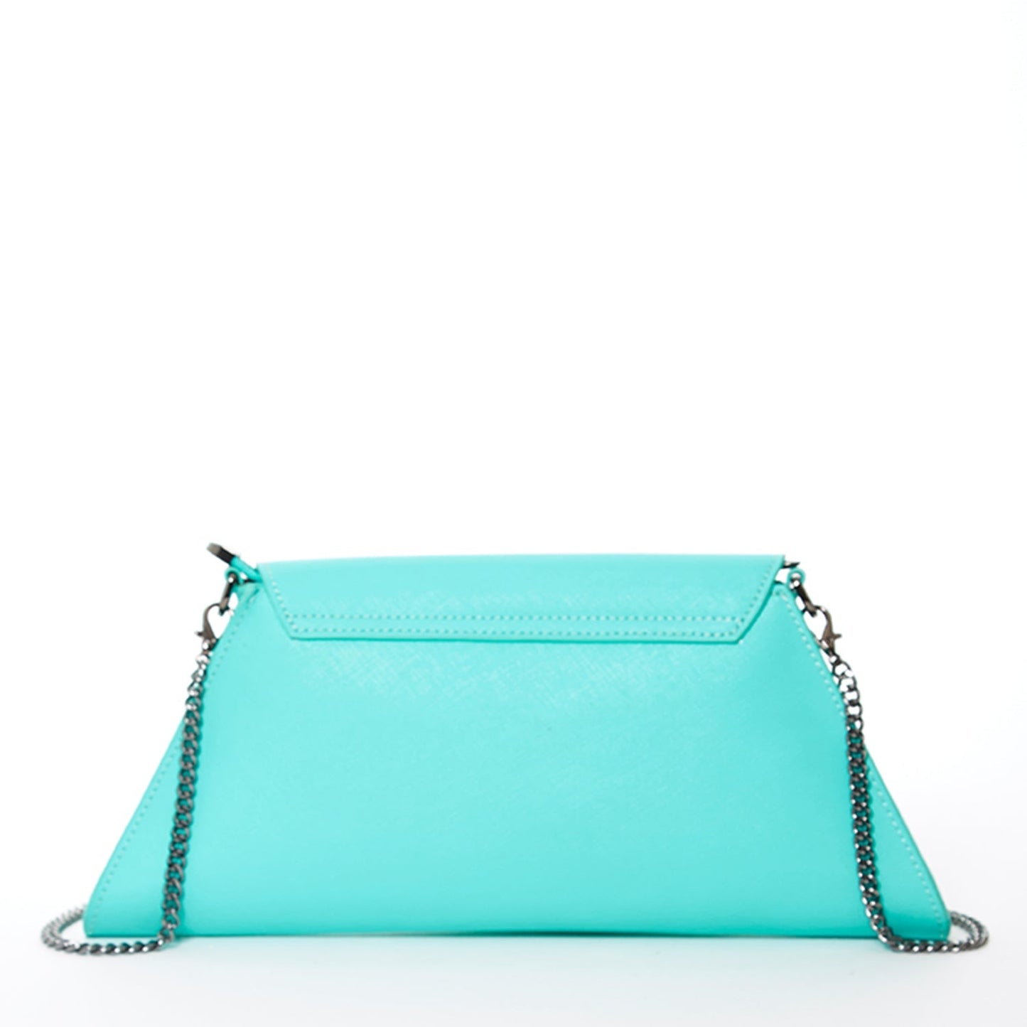 Women's Turquoise Leather Clutch Bag - SUSU Evening Crossbody Purse with Chain - Diazza