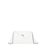 Women's White Leather Clutch Bag - SUSU Evening Crossbody Purse with Chain - Diazza