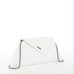 Women's White Leather Clutch Bag - SUSU Evening Crossbody Purse with Chain - Diazza