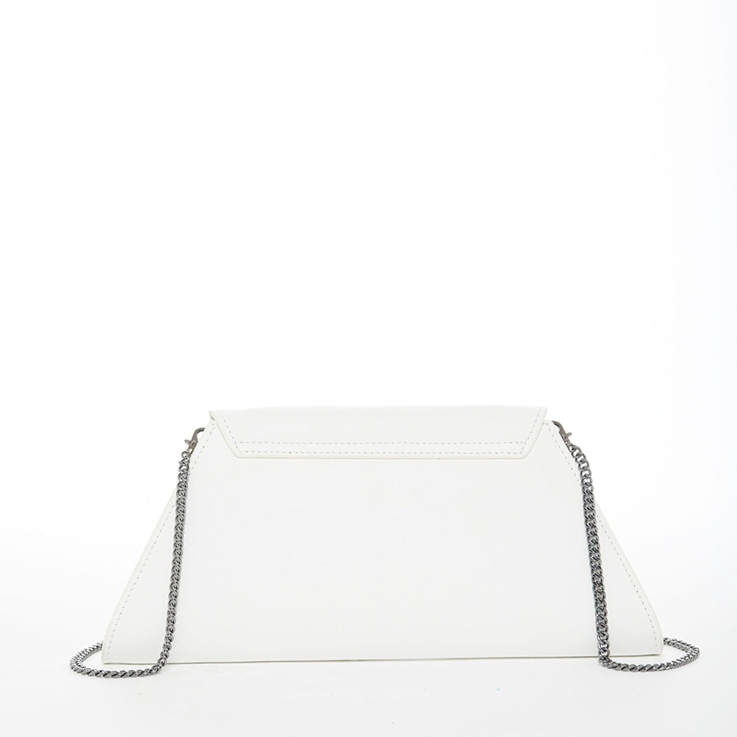 Women's White Leather Clutch Bag - SUSU Evening Crossbody Purse with Chain - Diazza
