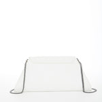 Women's White Leather Clutch Bag - SUSU Evening Crossbody Purse with Chain - Diazza