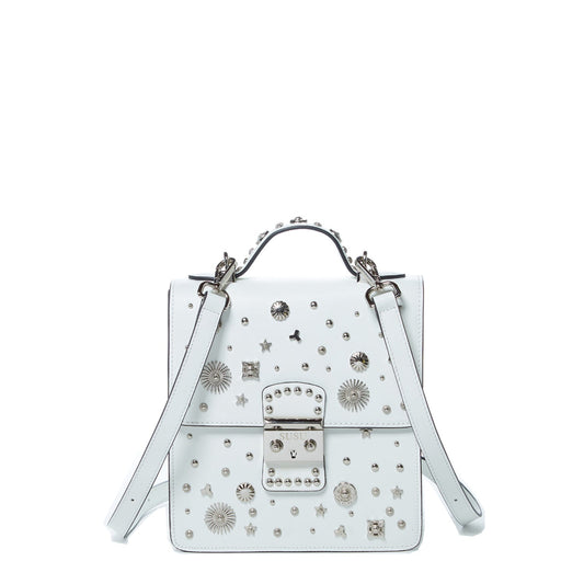Women's White Leather Convertible Backpack - SUSU Hollywood 3 - in - 1 Crossbody Purse - Diazza