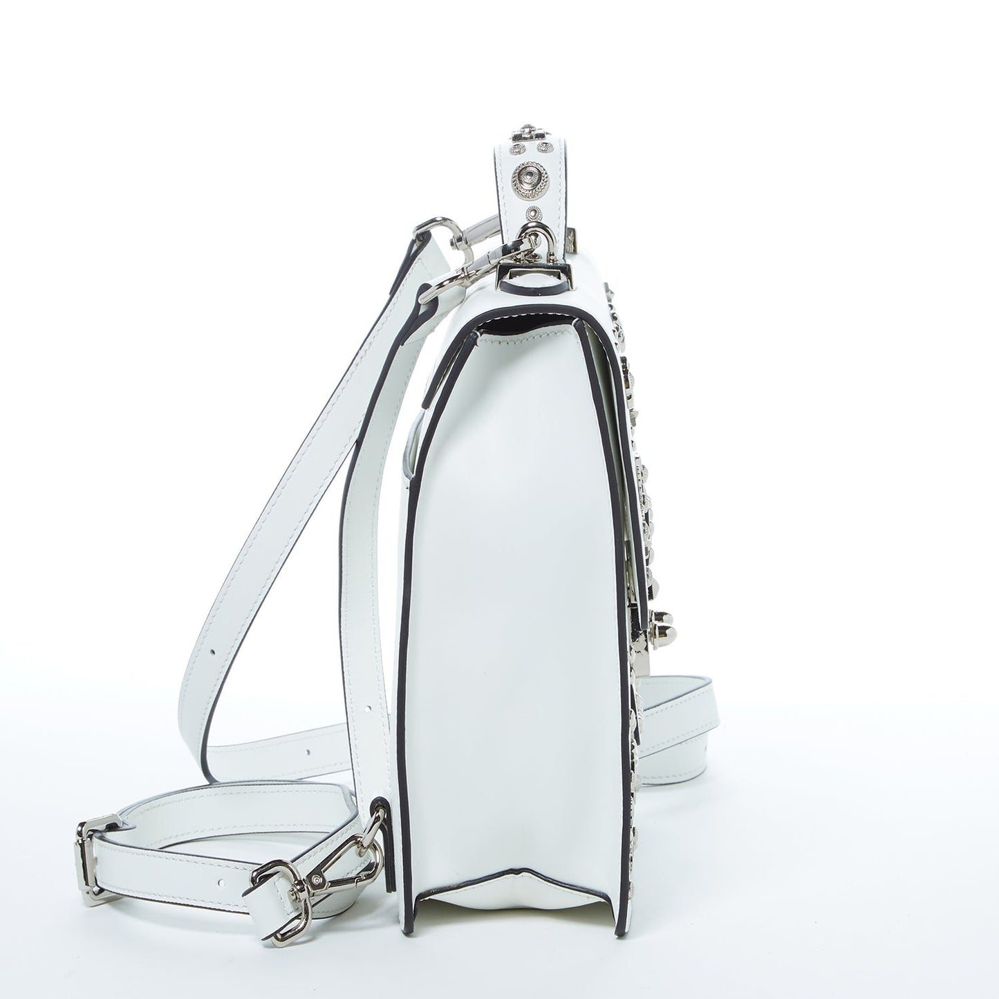 Women's White Leather Convertible Backpack - SUSU Hollywood 3 - in - 1 Crossbody Purse - Diazza