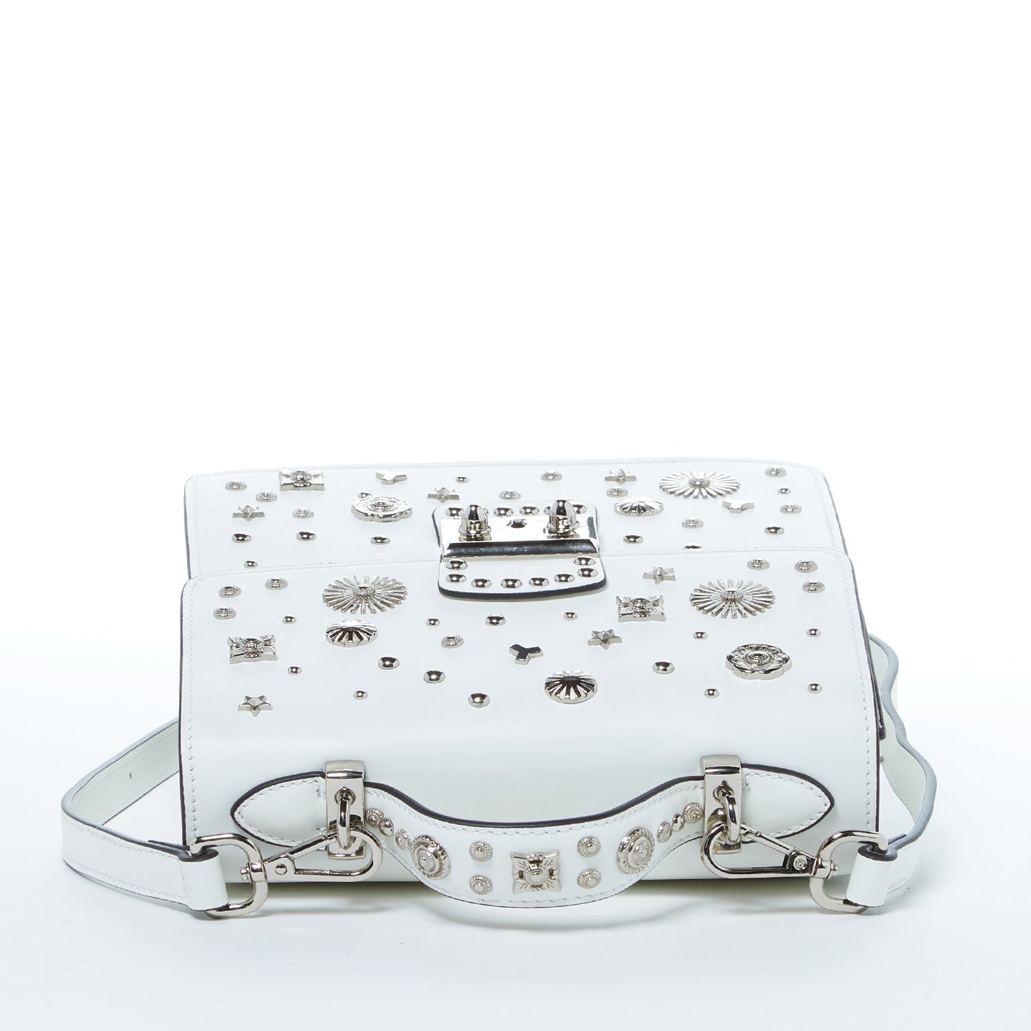 Women's White Leather Convertible Backpack - SUSU Hollywood 3 - in - 1 Crossbody Purse - Diazza