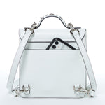Women's White Leather Convertible Backpack - SUSU Hollywood 3 - in - 1 Crossbody Purse - Diazza