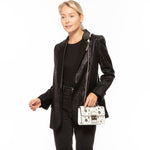 Women's White Leather Crossbody Bag - SUSU Hollywood Small Studded Purse - Diazza