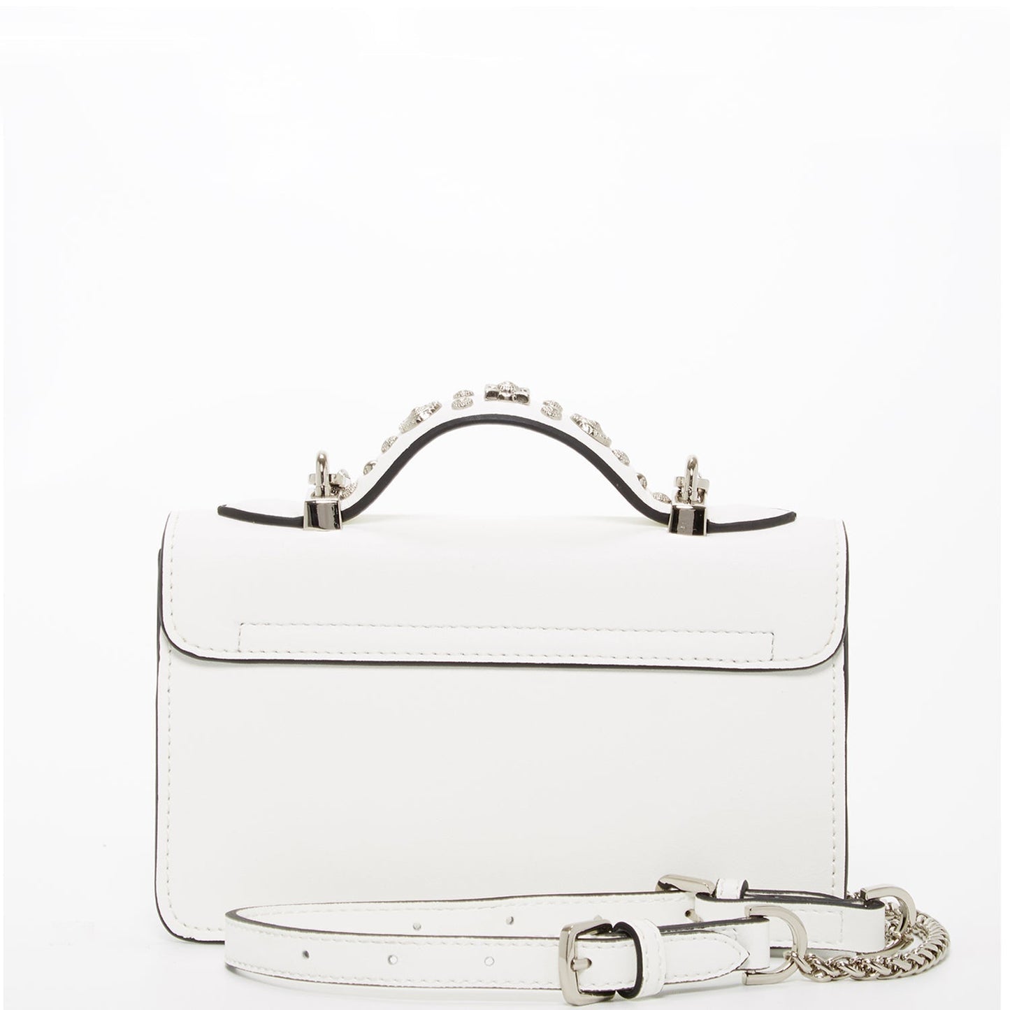 Women's White Leather Crossbody Bag - SUSU Hollywood Small Studded Purse - Diazza