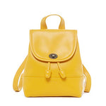 Women's Yellow Leather Backpack - Nicole Drawstring Backpack with Adjustable Straps - Diazza