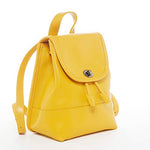 Women's Yellow Leather Backpack - Nicole Drawstring Backpack with Adjustable Straps - Diazza