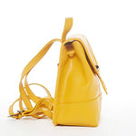 Women's Yellow Leather Backpack - Nicole Drawstring Backpack with Adjustable Straps - Diazza