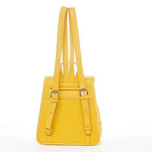 Women's Yellow Leather Backpack - Nicole Drawstring Backpack with Adjustable Straps - Diazza