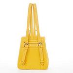 Women's Yellow Leather Backpack - Nicole Drawstring Backpack with Adjustable Straps - Diazza