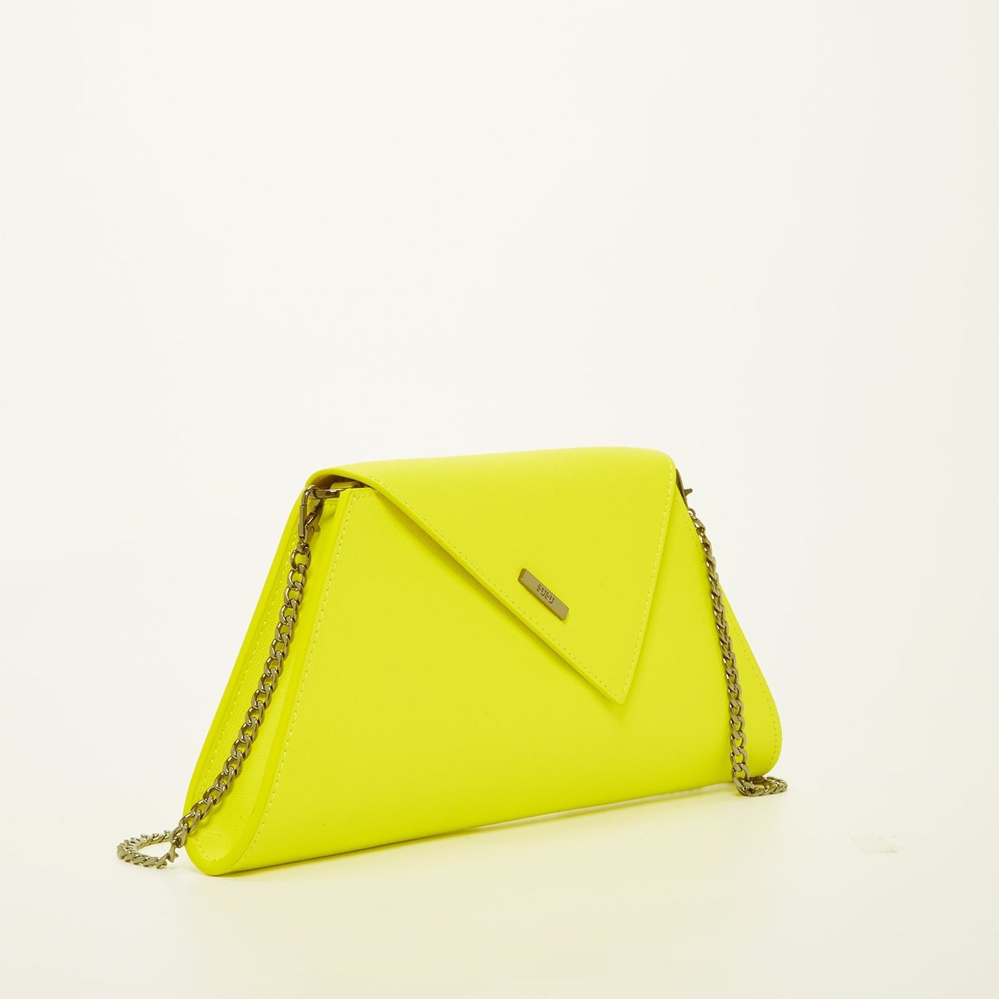 Women's Yellow Leather Clutch Bag - SUSU Evening Crossbody Purse with Chain - Diazza