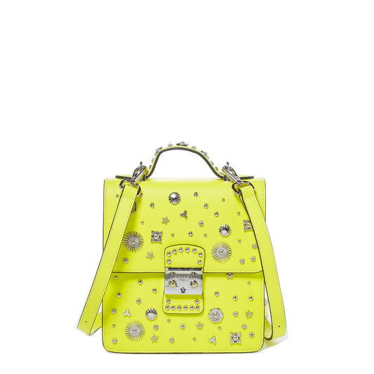 Women's Yellow Leather Convertible Backpack - SUSU Hollywood 3 - in - 1 Crossbody Purse - Diazza